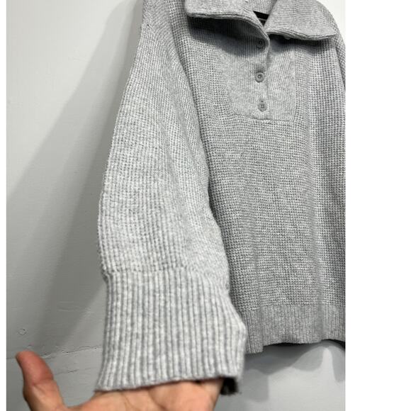 Aerie Women’s Grey CozyUp Waffle Over Size Button Sweater / Size-XS-TP - Picture 6 of 10